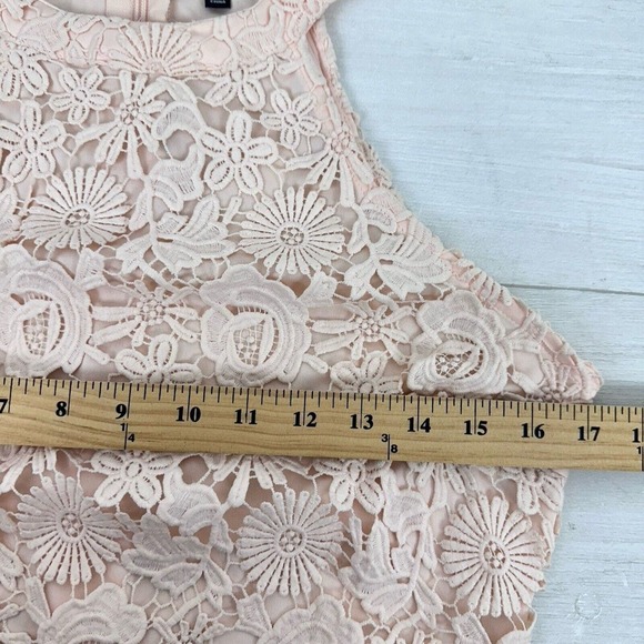 Lulus Cheers to Love Skater Mini Dress Women Medium Halter Neck Lace Blush Pink - Picture 11 of 16